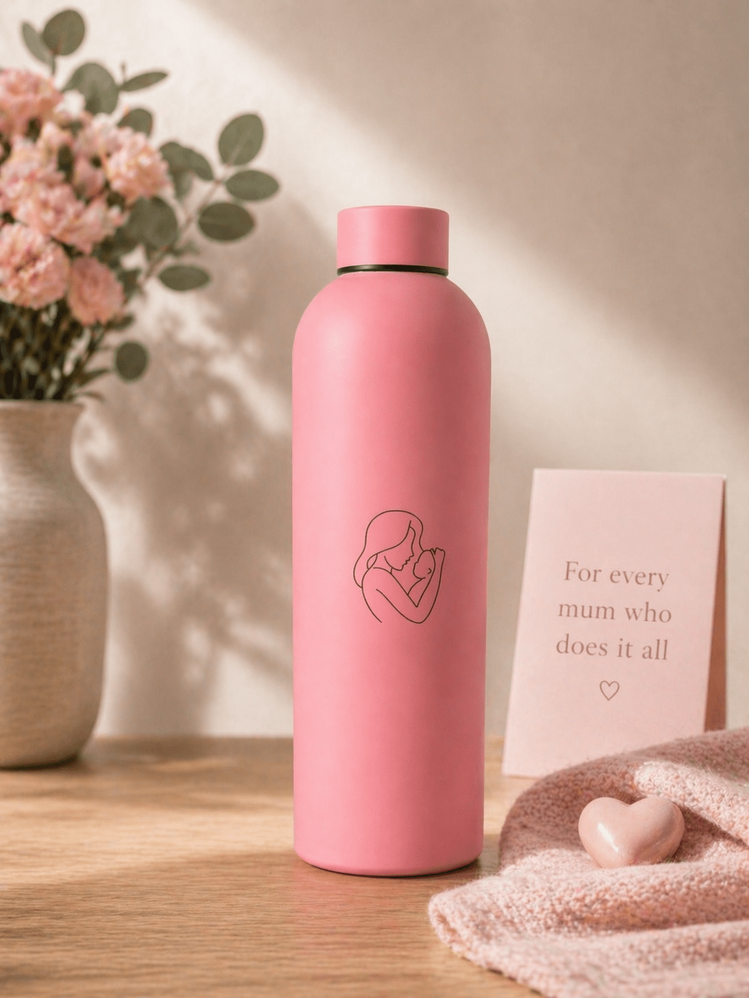 Mum & Baby Drink Bottle - Pink 750ml - KJ The Label